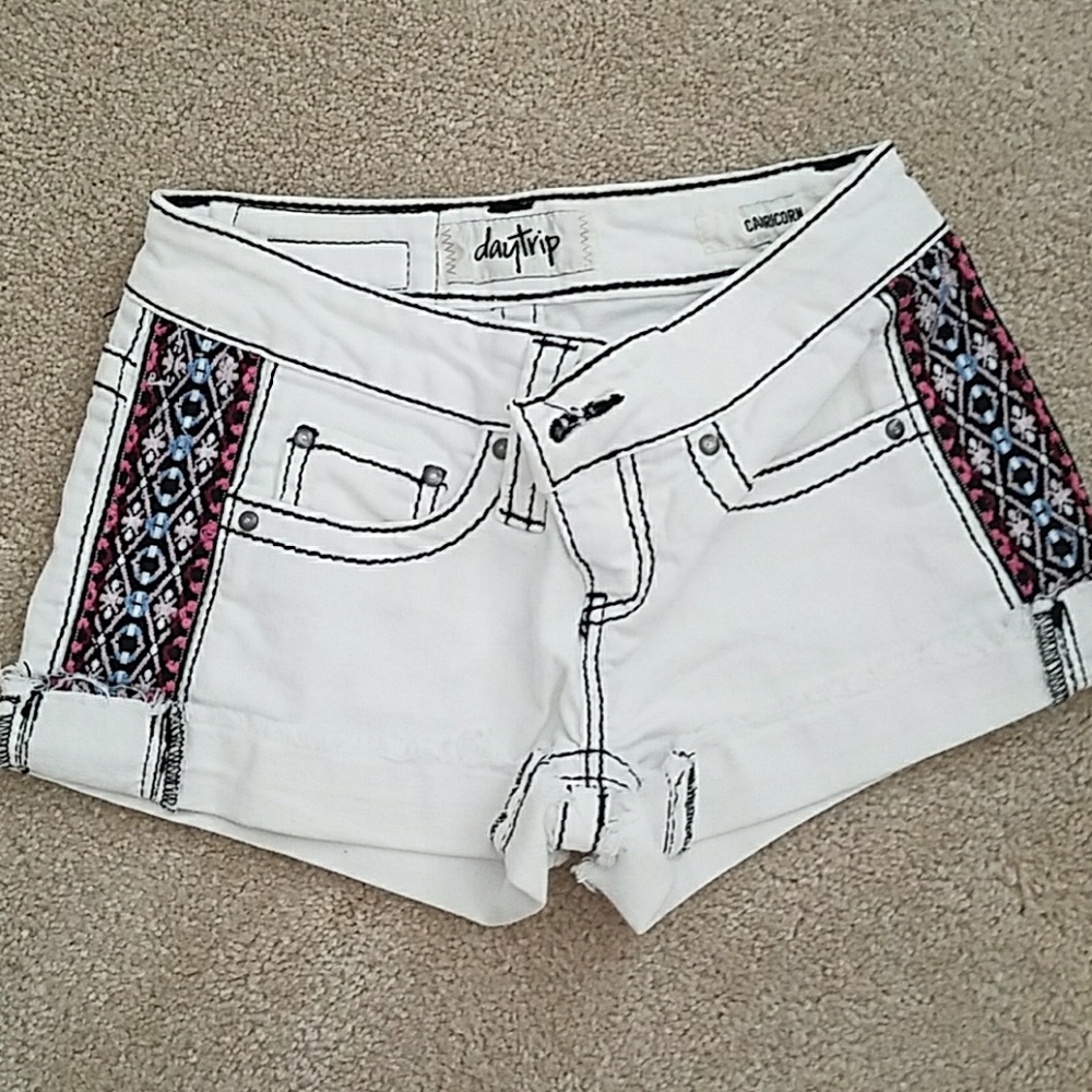 White jean shorts